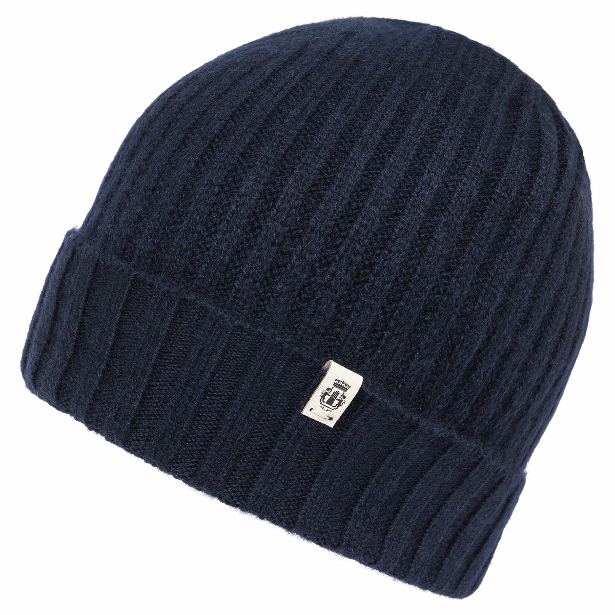 Business Cashmere Muetze mit Umschlag - navy