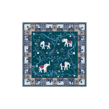 Lucky Elephant 53x53  - multi emerald
