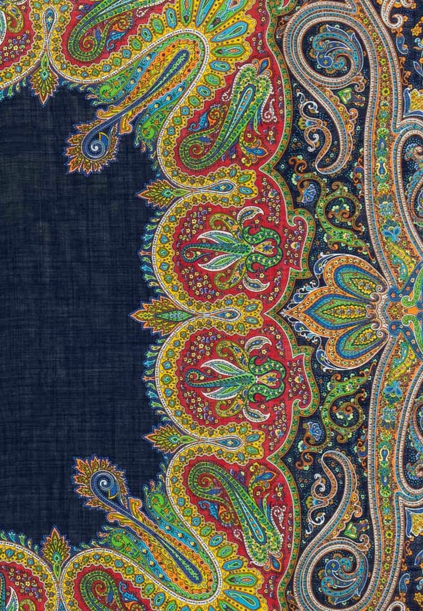 Enchanted Paisley 140x140 - navy/red
