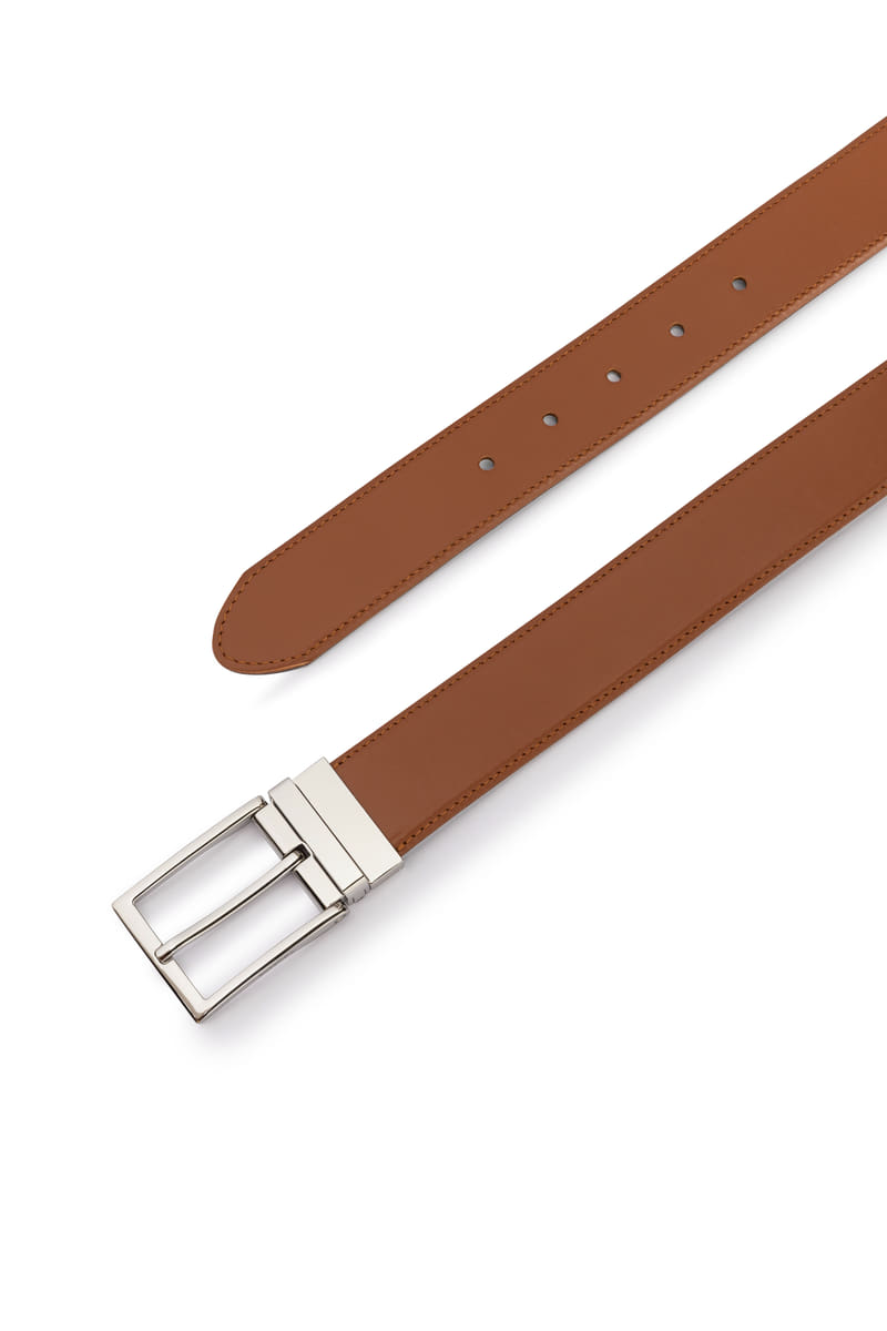 Luca reversible 3,5cm - cognac/navy