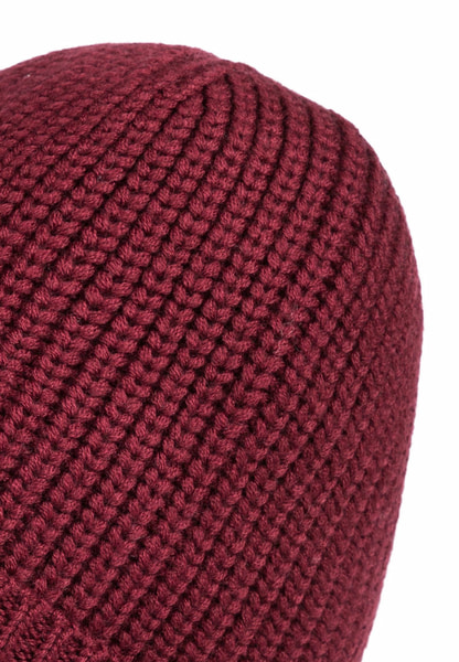 Pure Merino Umschlagmuetze - burgundy