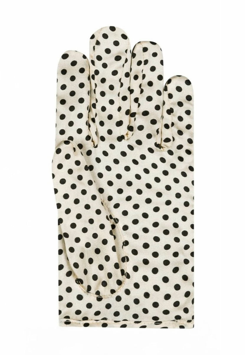 Polka Dots Maske & Handschuh Set - creme black