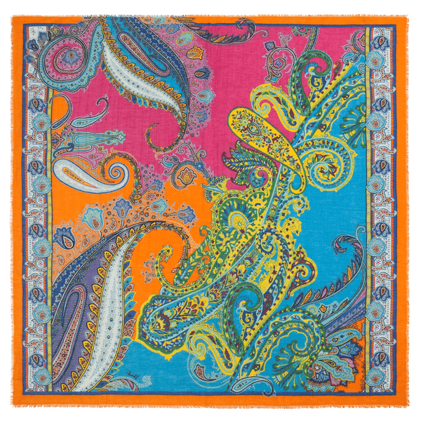 Paisley Fusion 120x120 - multi tangerine
