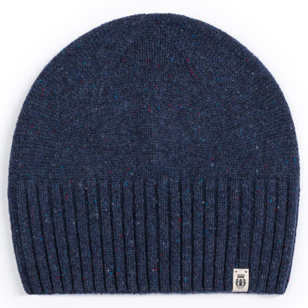 Merino Tweed Mütze - navy