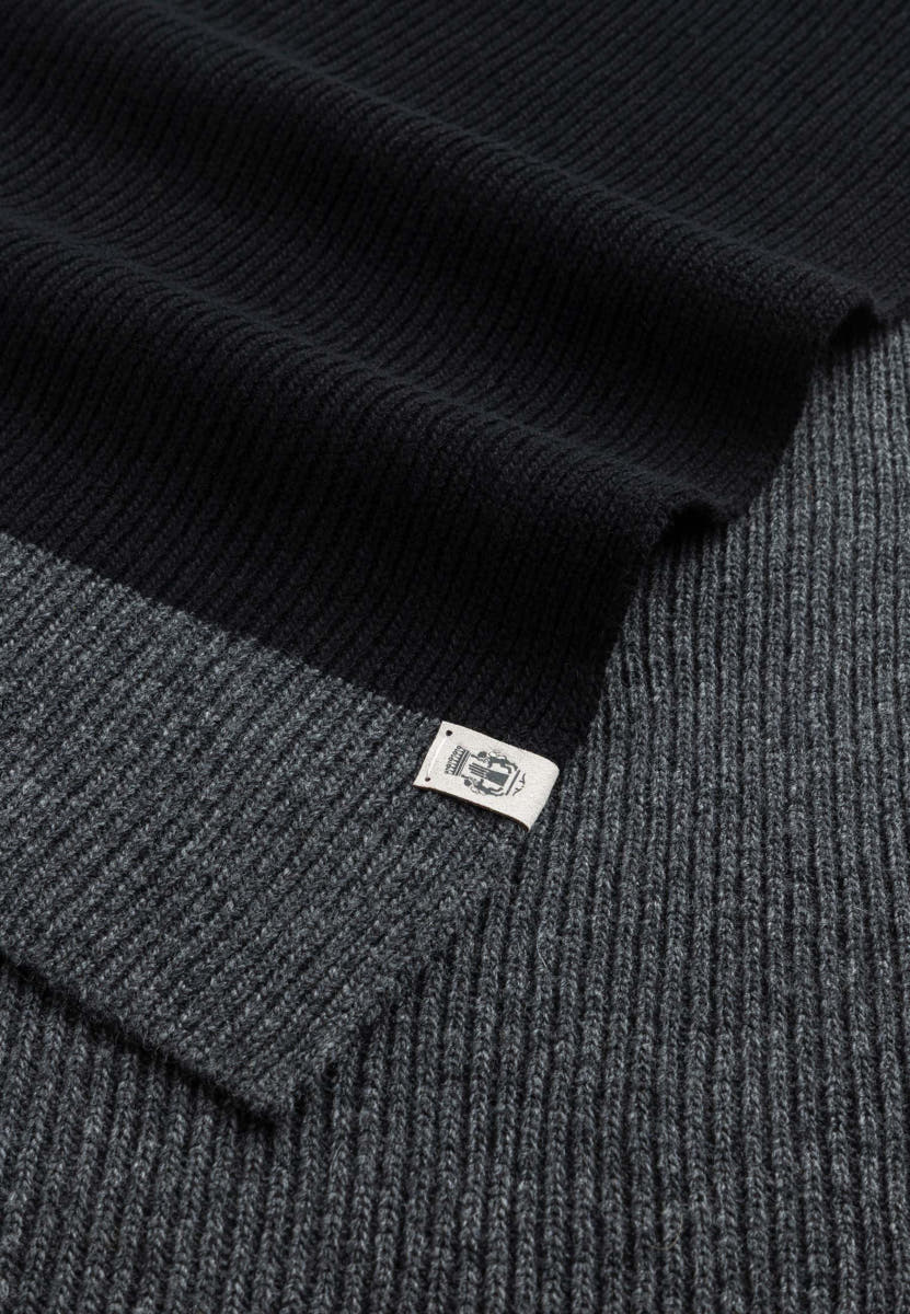 Two Side Knit Schal 35x180 - black/graphit