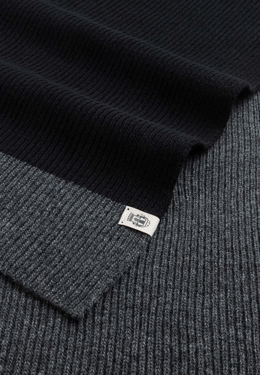 Two Side Knit Schal 35x180 - black/graphit