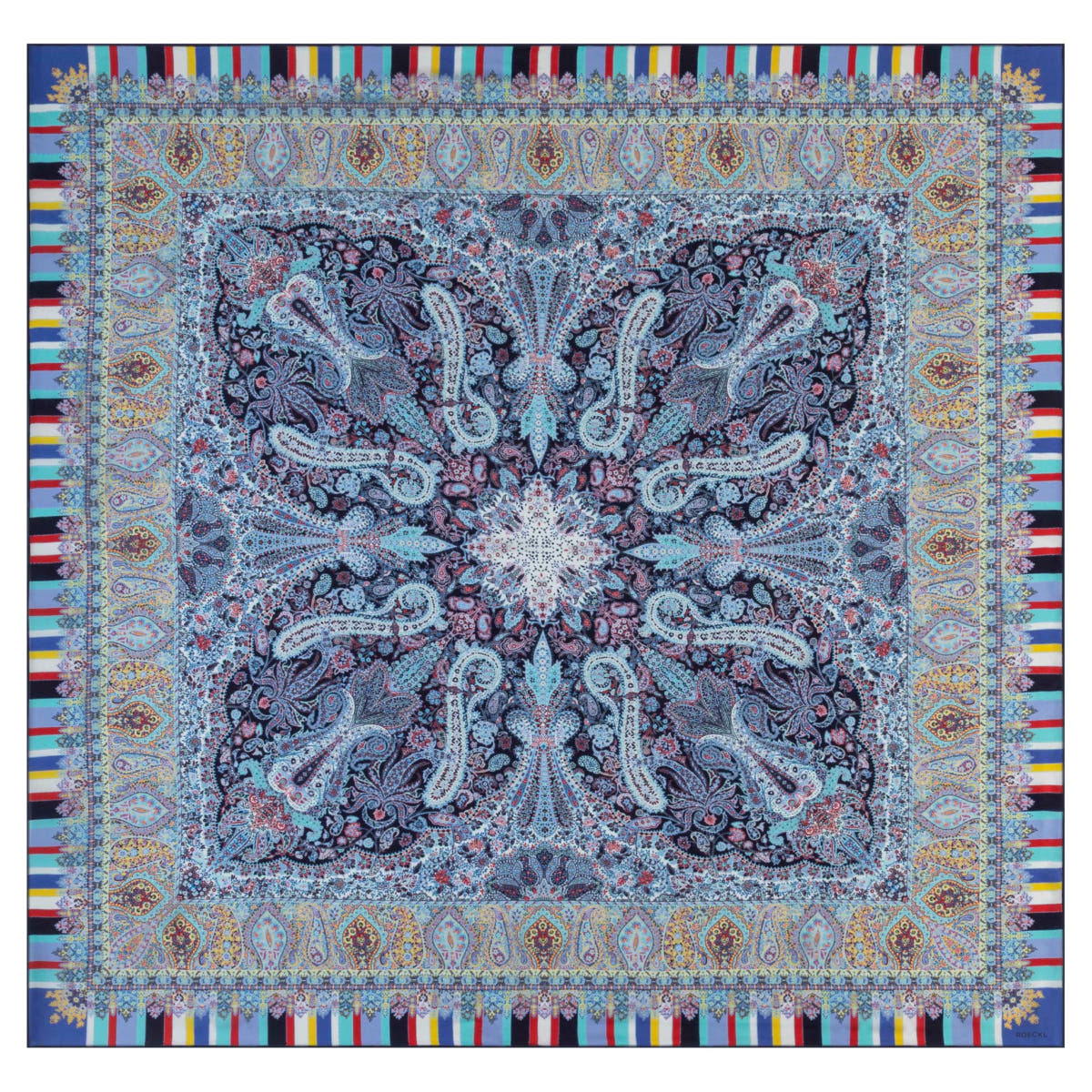 Butterfly Paisley 140x140  - multi blue