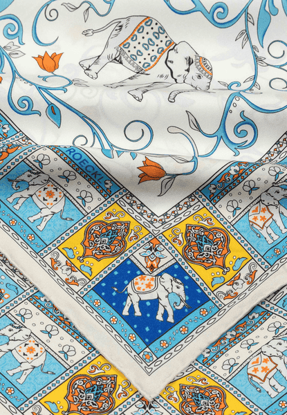 Lucky Elephant 53x53  - multi blue