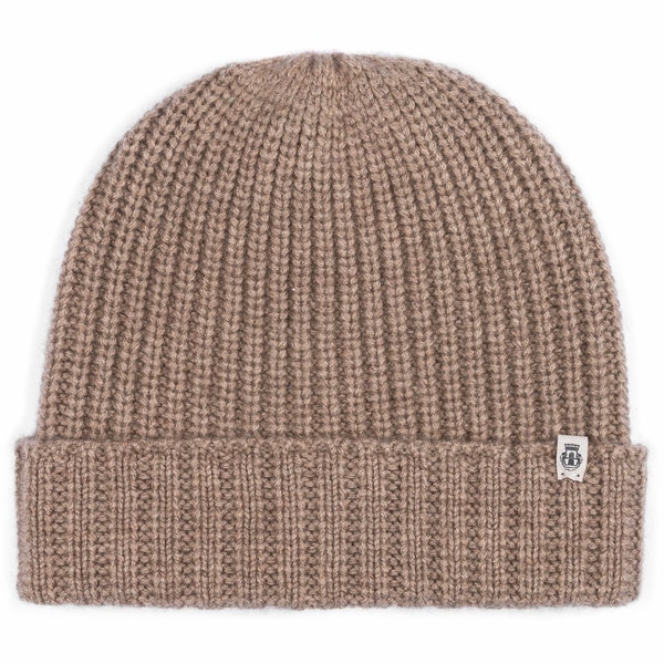 Pure Cashmere Umschlagmuetze  - taupe