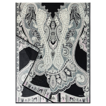 Porta Paisley 70x180 - black/white