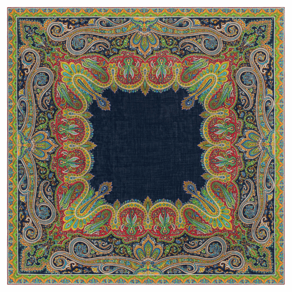 Enchanted Paisley 140x140 - navy/red