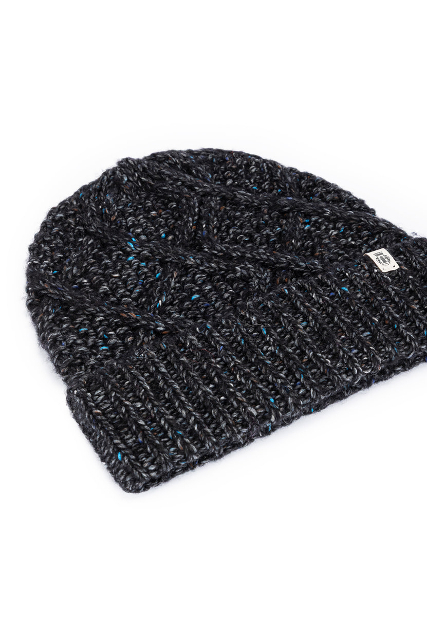 Winter Tweed Mütze - black