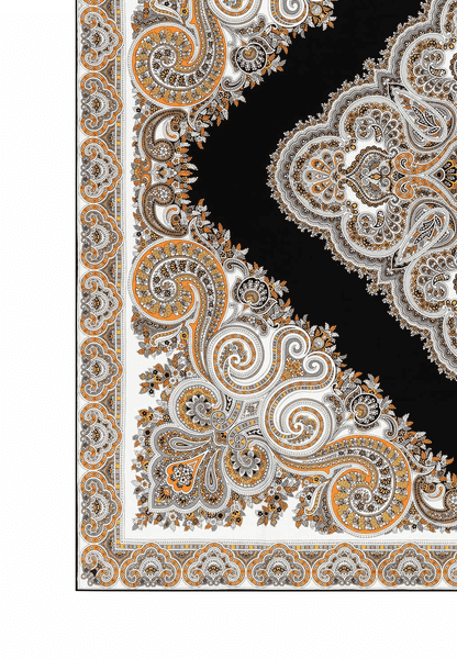 Square Garden Paisley 90x90 - white/black