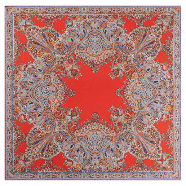 Mirror Paisley 90x90  - tangeringe/red