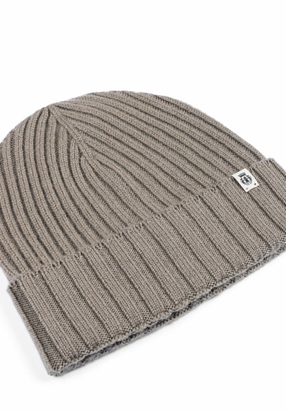 Business Cashmere Muetze mit Umschlag - moss