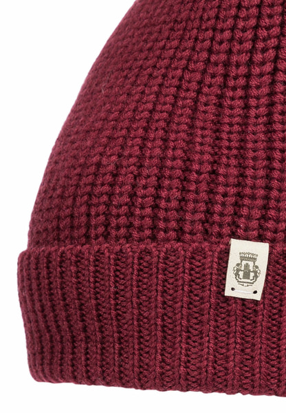 Pure Merino Umschlagmuetze - burgundy