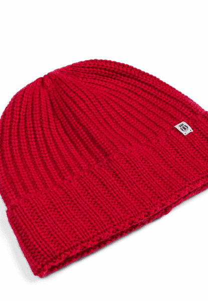 Pure Cashmere Umschlagmuetze - classic red