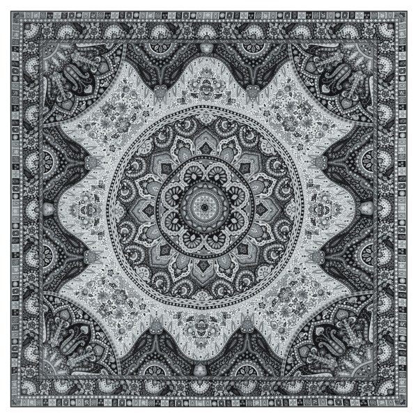 Circular Paisley 140x140 - white/black