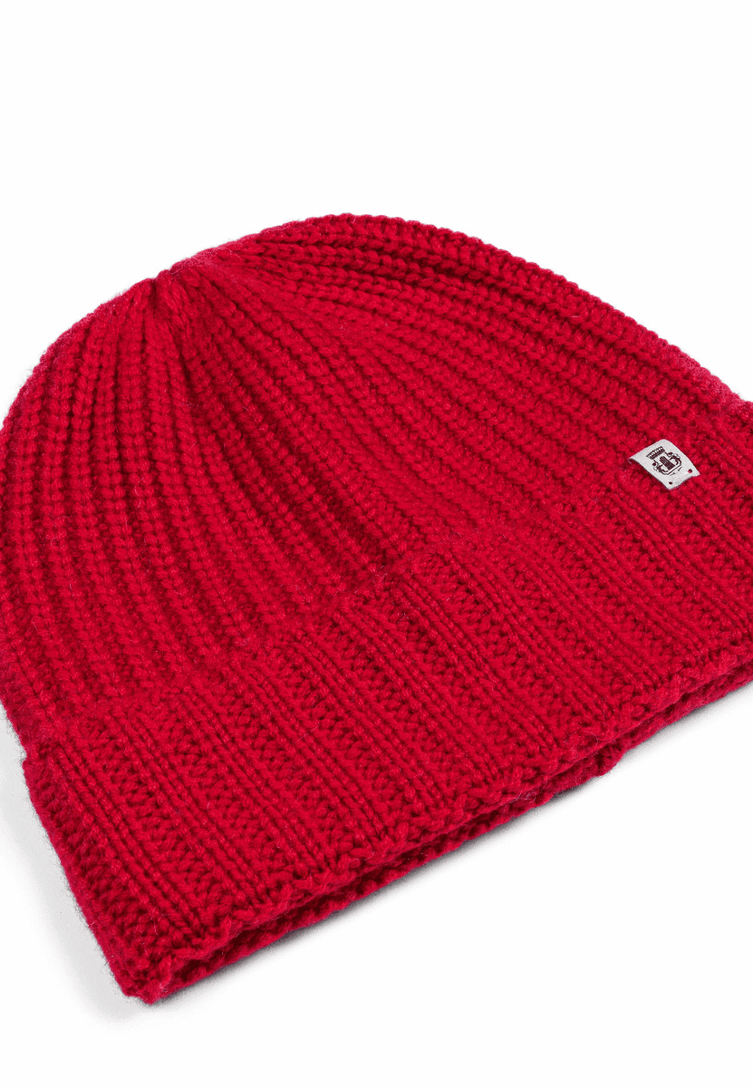 Pure Cashmere Umschlagmuetze - classic red