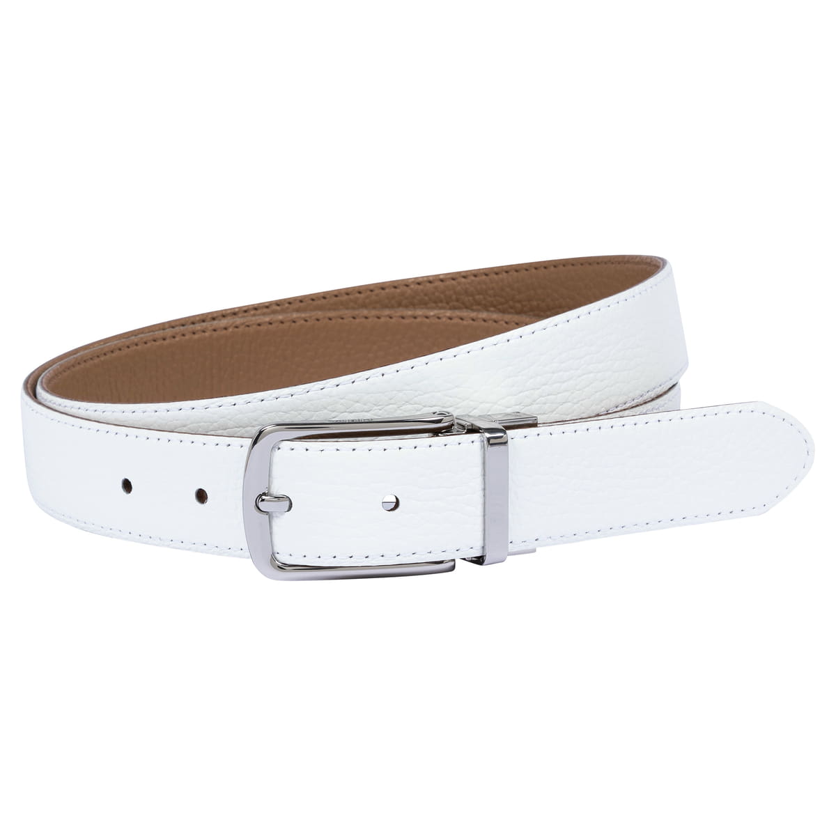 Amie reversible 3cm - camel/white