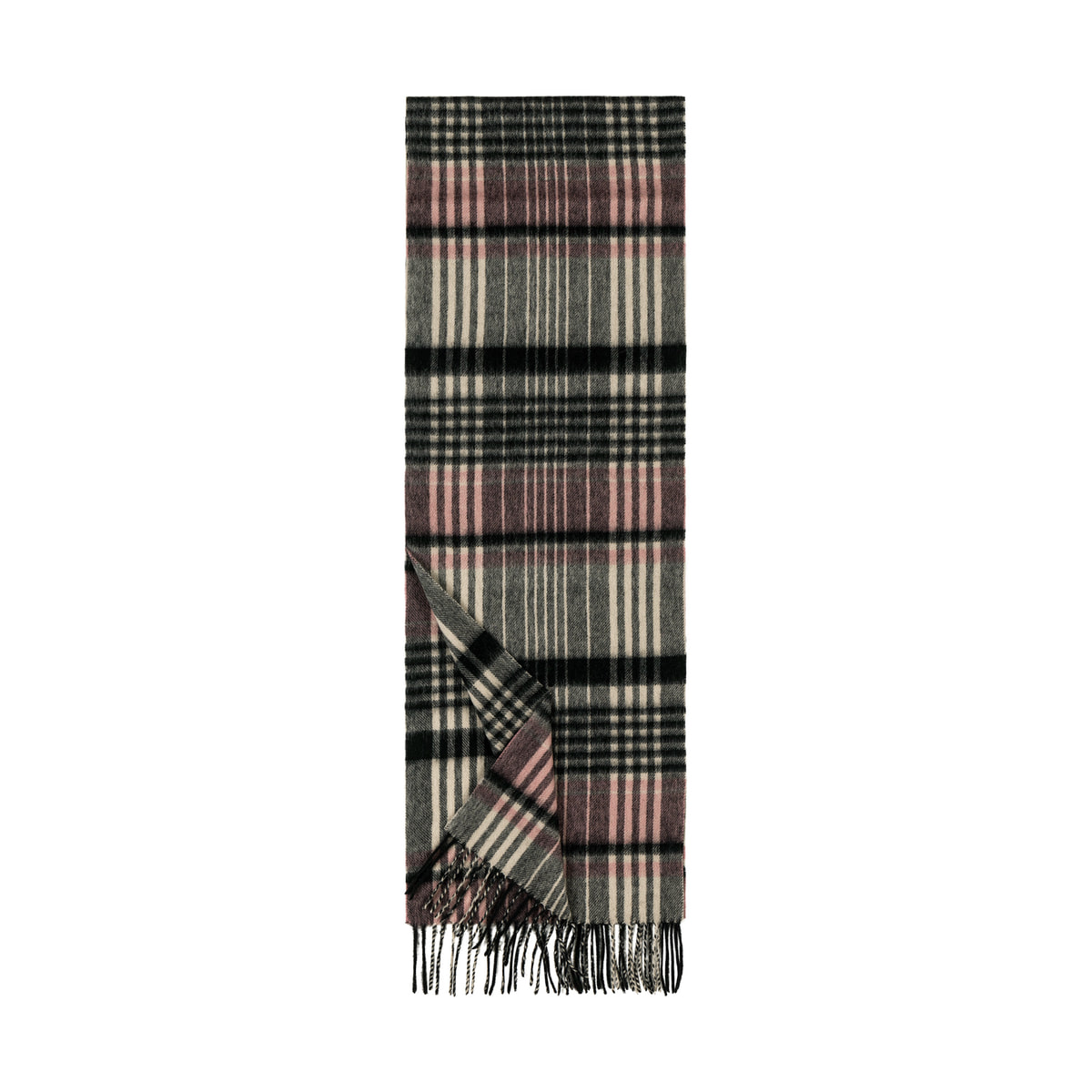 Karo Schal 30x180 - black/rose