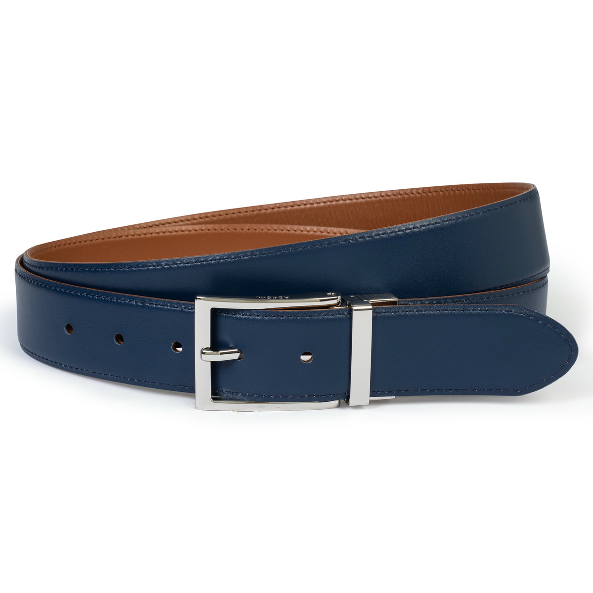 Luca reversible 3,5cm - cognac/navy