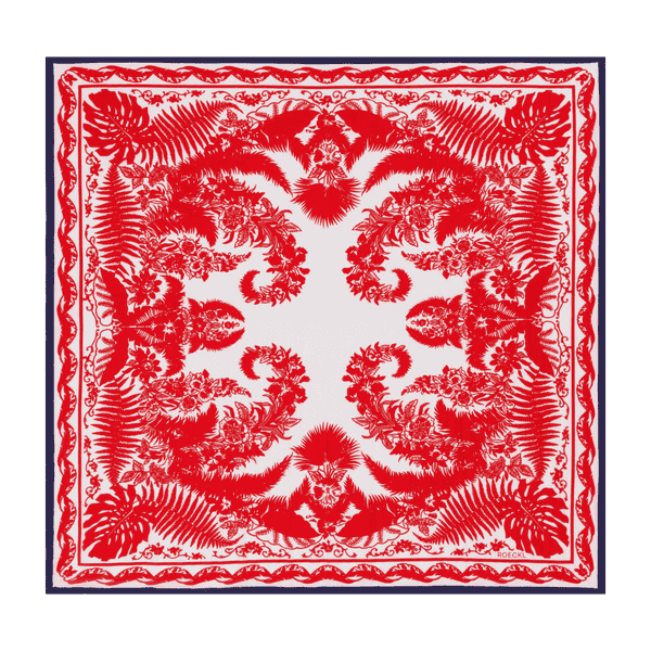 Botanical Garden 100 x 100 - red/navy