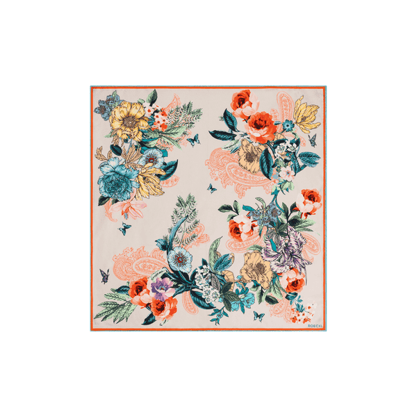 Paisley & Flowers 53x53  - multi tangerine