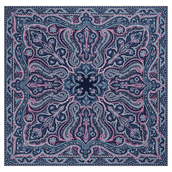 Navona Paisley 140x140  - iceblue/navy