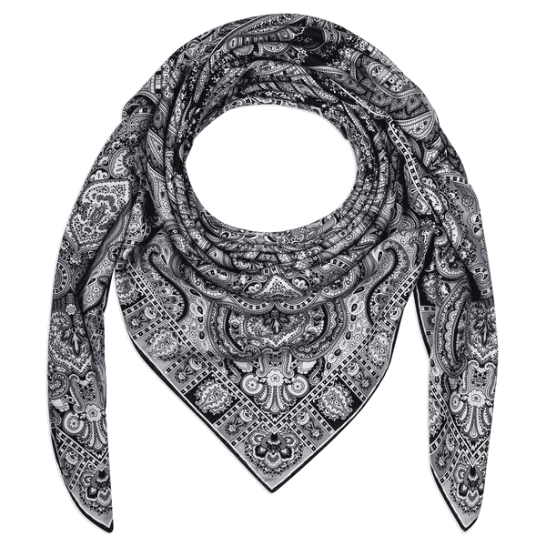 Paisley Glow 140x140 - black/white