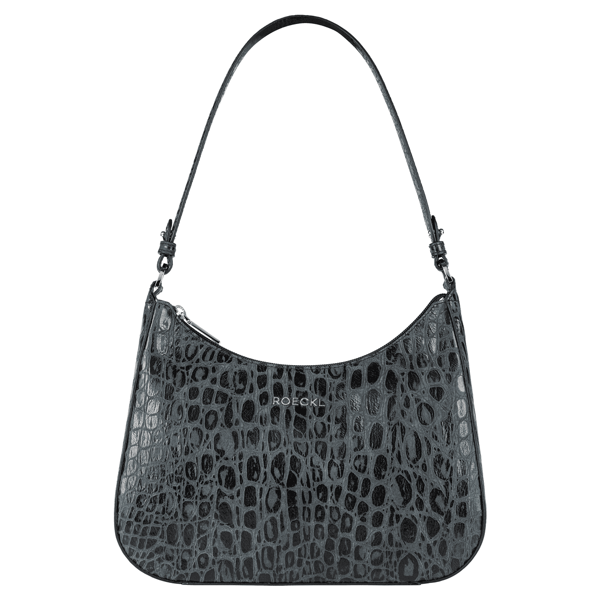 Cleo small Croco silver - black