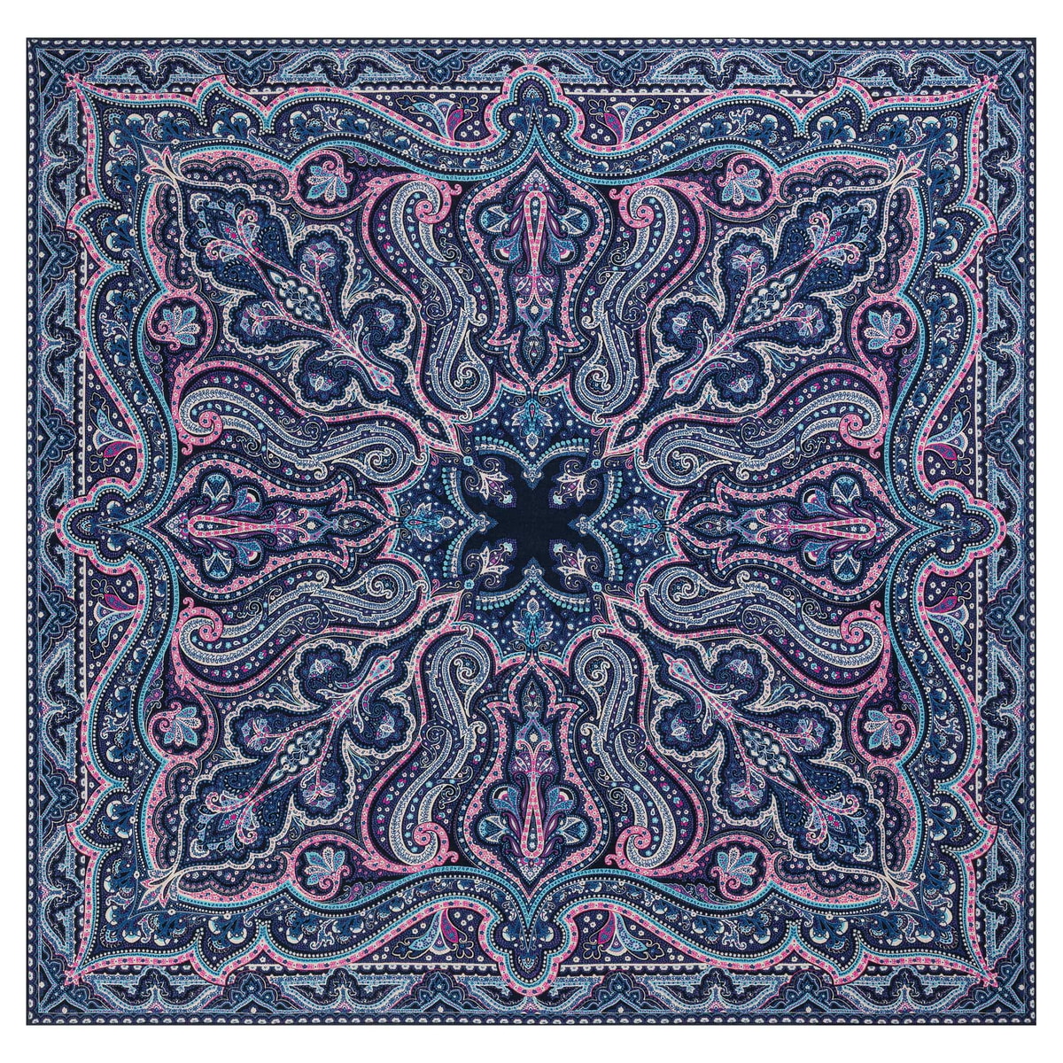 Navona Paisley 140x140  - iceblue/navy