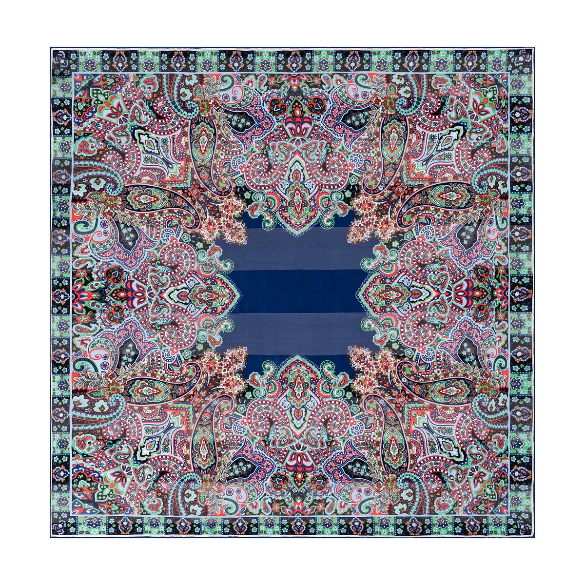 Bold Paisley 90x90 - multi navy