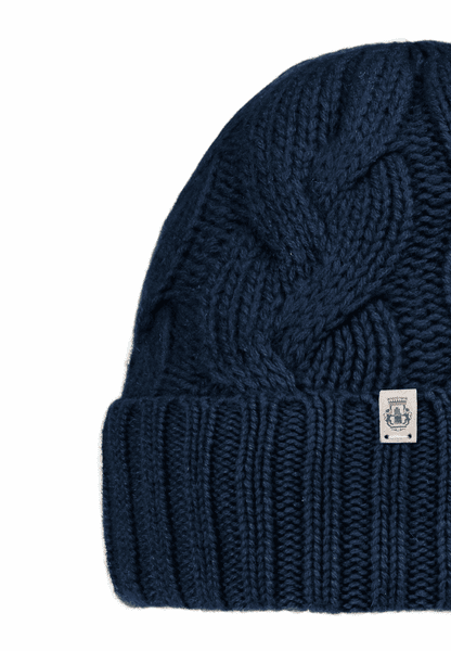 Braided Cashmere Muetze  - navy