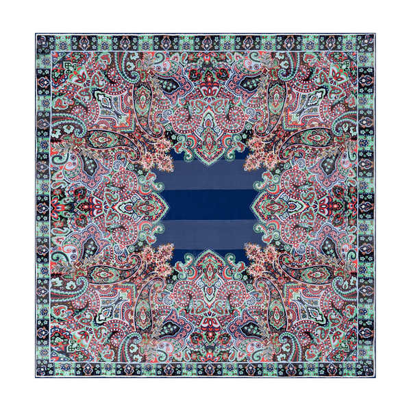 Bold Paisley 90x90 - multi navy
