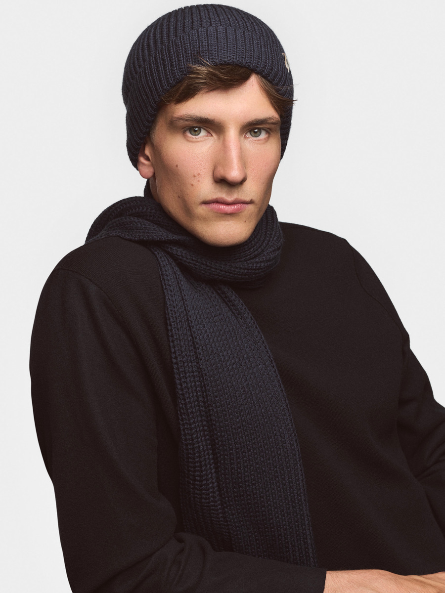 Pure Merino Umschlagmuetze - navy