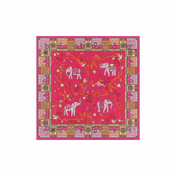 Lucky Elephant 53x53  - multi pink