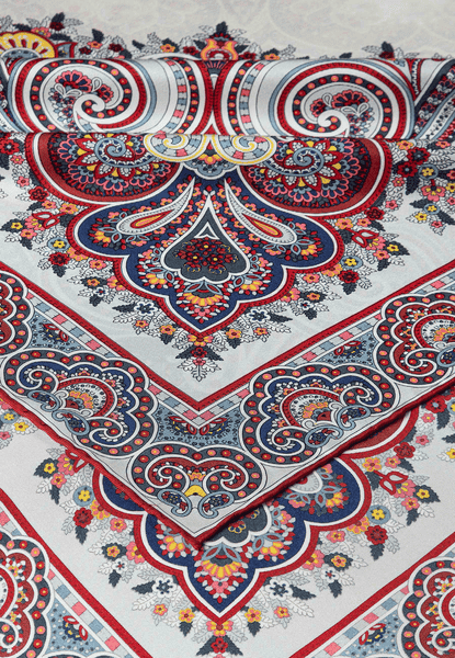 Square Garden Paisley 90x90 - multi granat