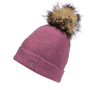 Pompon Hat mit Kunstpelz - berry