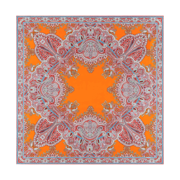 Mirror Paisley 90x90 - tangeringe/red