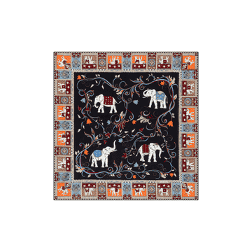 Lucky Elephant 53x53 - black/beige