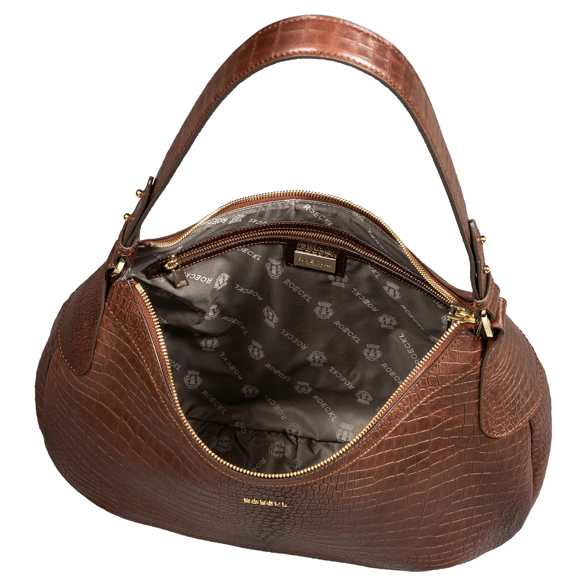 Liberty Schultertasche medium Croco - saddlebrown