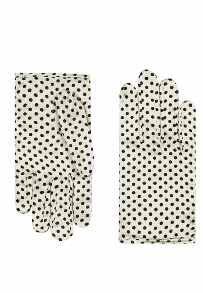 Polka Dots Maske & Handschuh Set - creme black