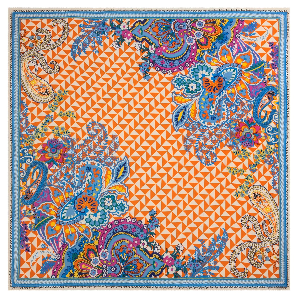 Crafted Paisley 130x130 - multi tangerine