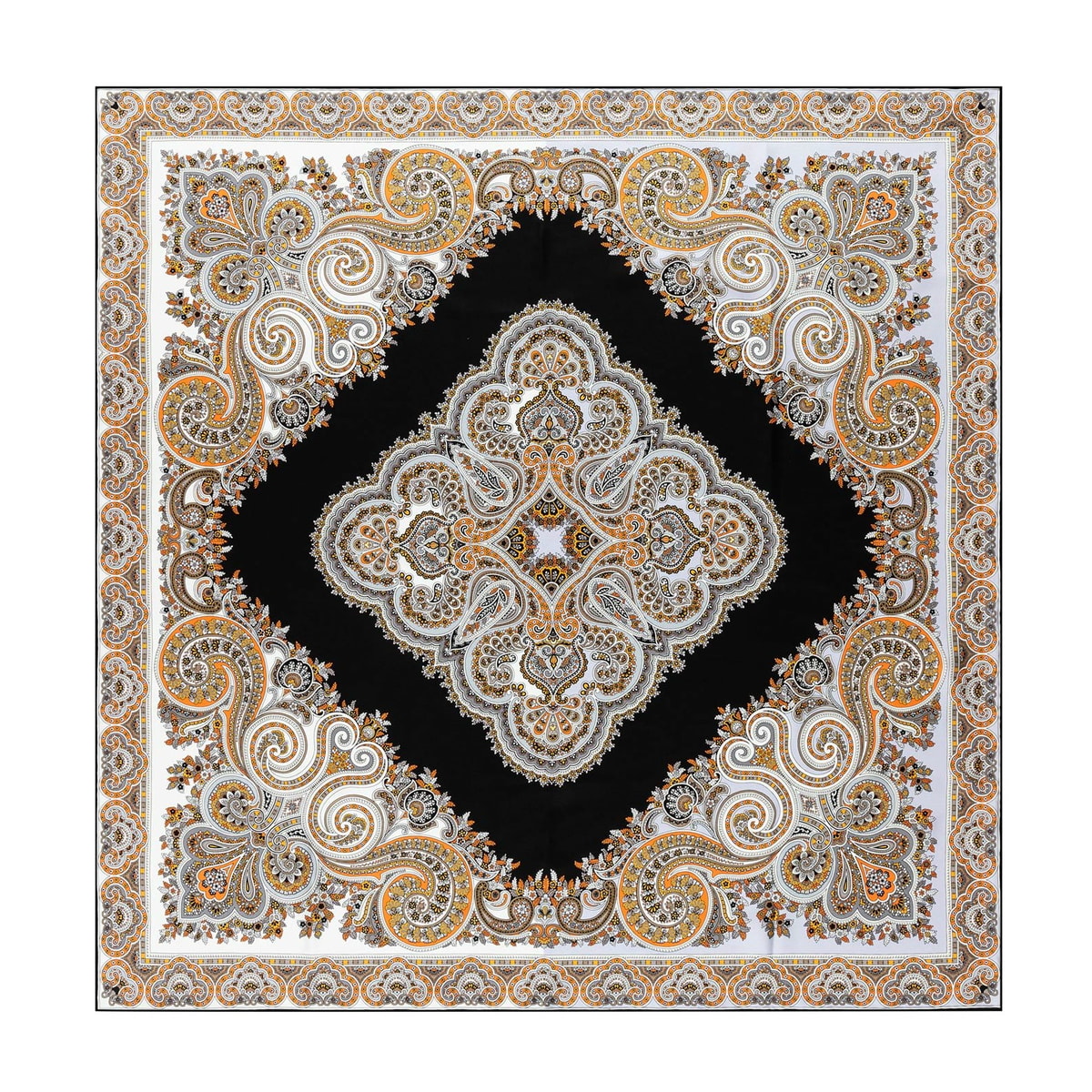 Square Garden Paisley 90x90 - white/black