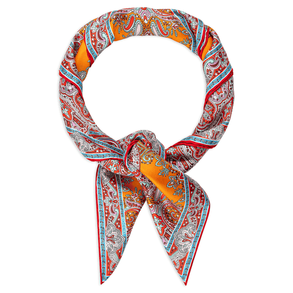 Mirror Paisley 90x90 - tangeringe/red