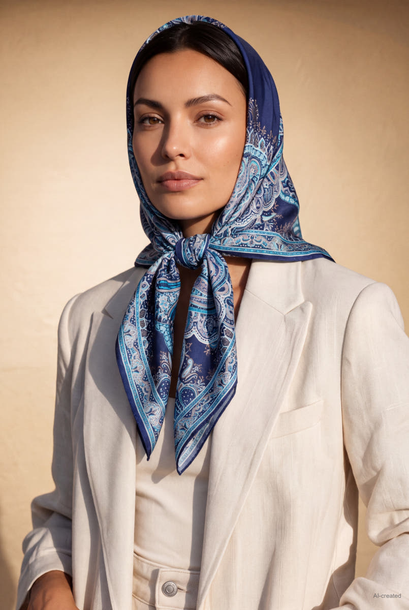 Paisley Reflection 90x90 - multi navy