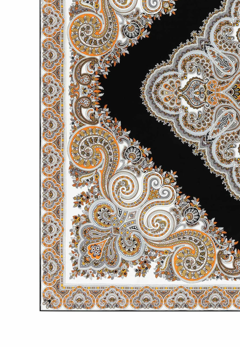 Square Garden Paisley 90x90 - white/black