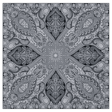 Paisley Glow 140x140 - black/white