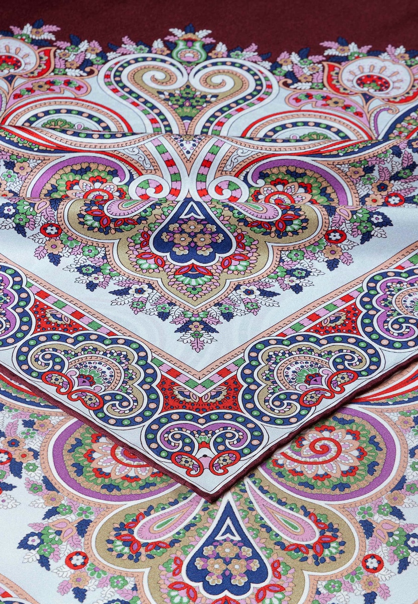Square Garden Paisley 90x90 - multi wine